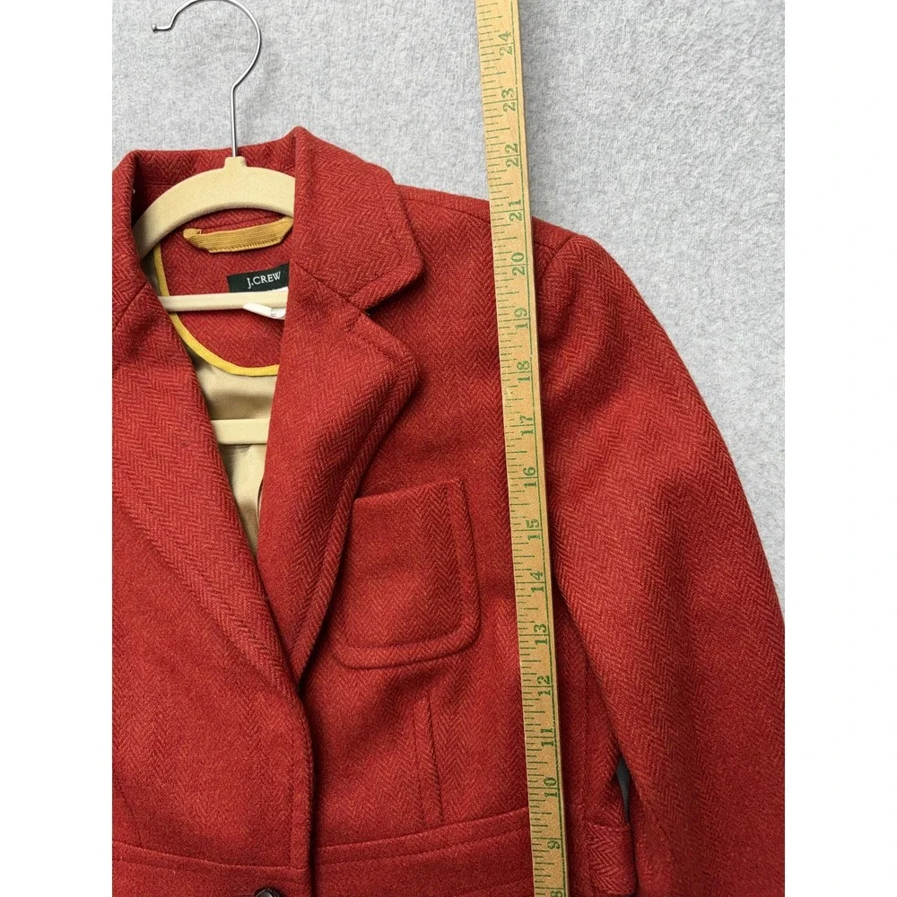 J.Crew Blazer Womens 0 Red‎ Herringbone Wool Tweed One Button Lined Robert Noble